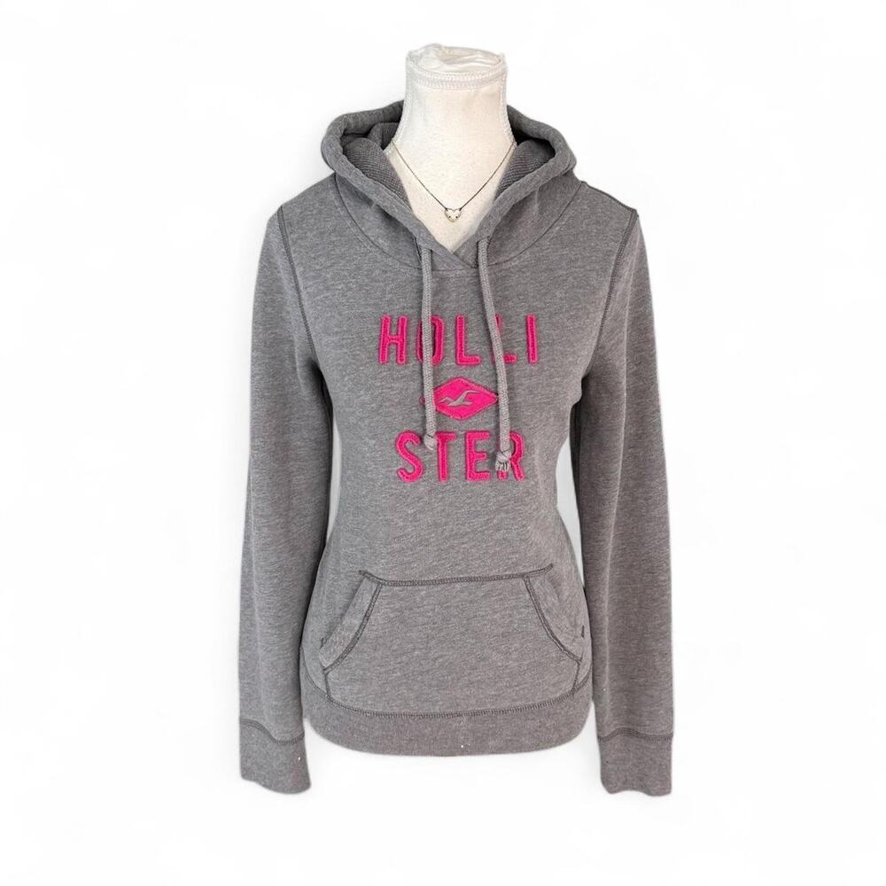Hollister Y2K Vintage Hoodie Pink Embroidered Lettering Size M